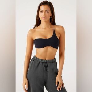Joah Brown Black One-Shoulder Sports Bra
